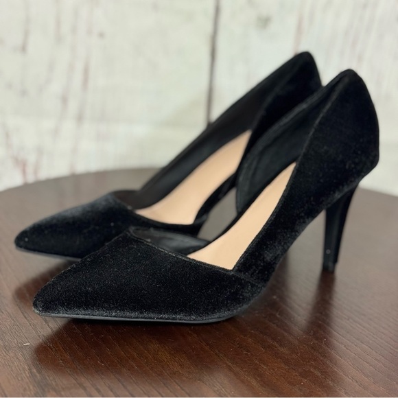 CATO velvet half d’orsay Classic Black Stiletto Heels size 9 EUC - Picture 1 of 14